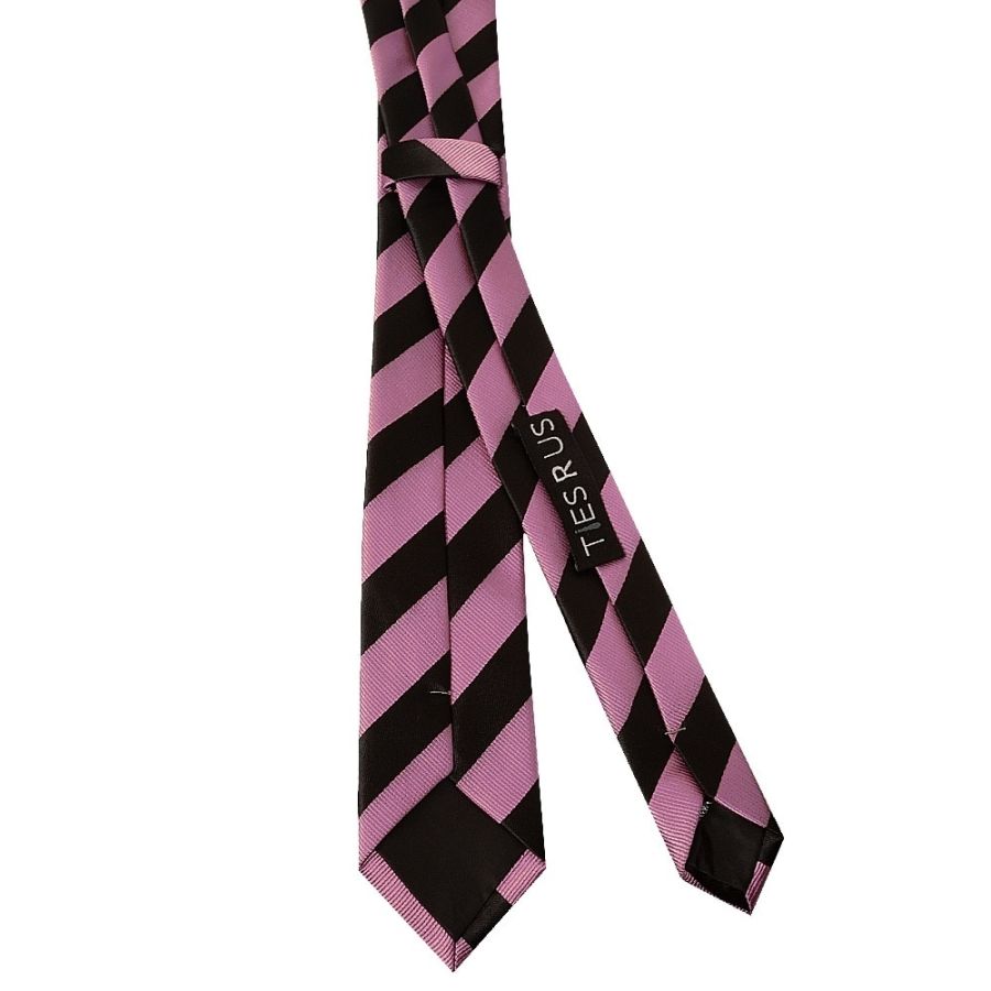 Black and Pink Striped Skinny Men's Tie and Pocket Square Set
