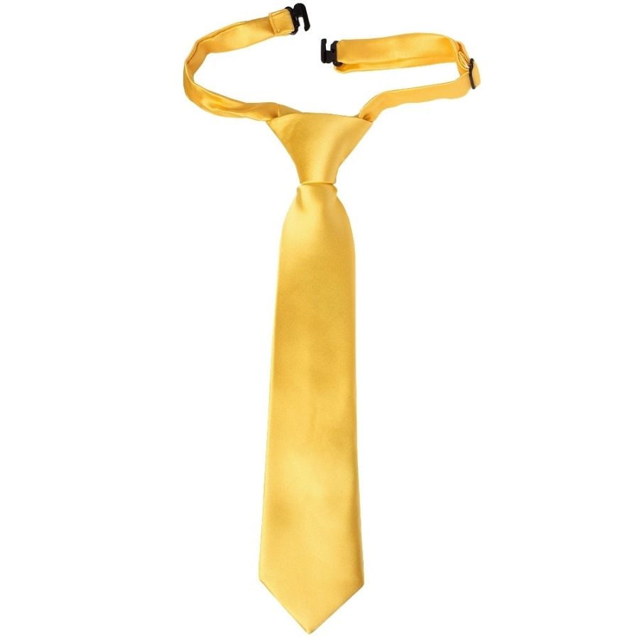Pre Tied Yellow Gold Satin Boys Tie and Pocket Square Set Age 4-7