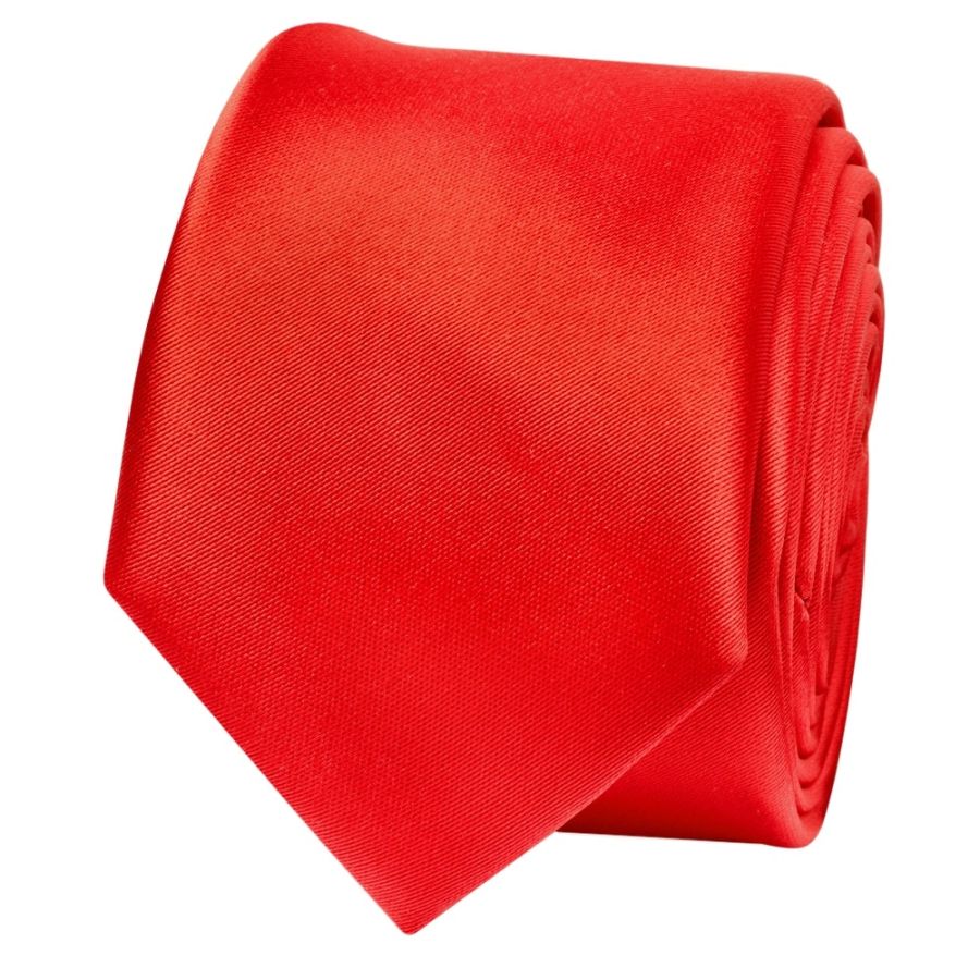 Bright Red Satin Skinny Boys Tie
