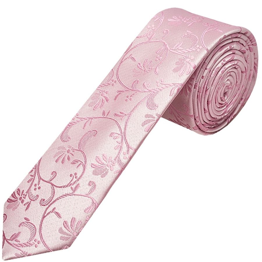 Dusty Pink Floral Skinny Men's Tie