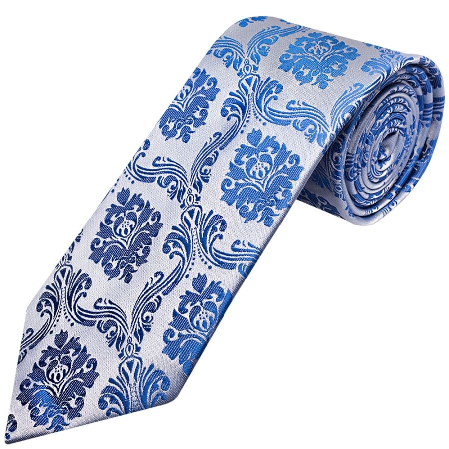 Royal Blue Paisley Classic Men's Tie and Pocket Square Set