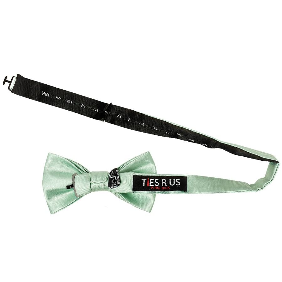 Plain Moss Green Satin Silk Mens Bow Tie