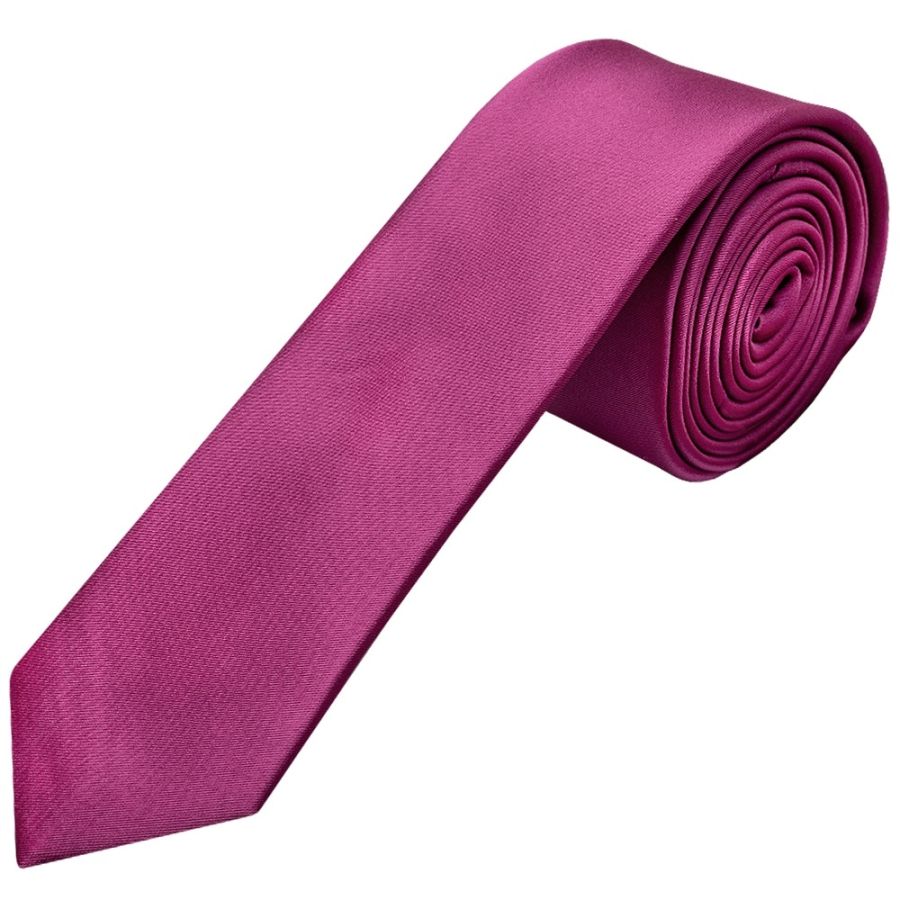 Fuchsia Pink Satin Skinny Boys Tie