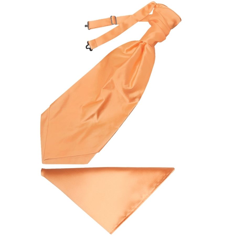 Peach Satin Men's Cravat Tie and Pocket Square Set