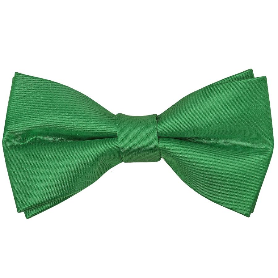Pre Tied Emerald Green Satin Boys Bow Tie Age 8-11