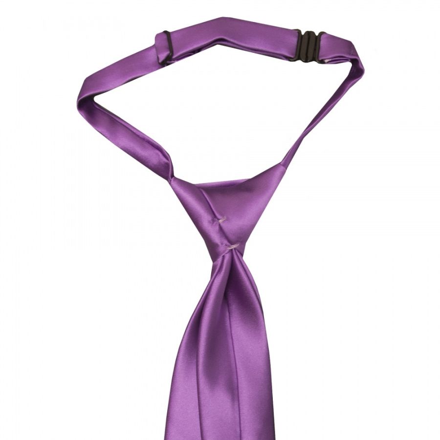 Pre Tied Cadburys Purple Satin Boys Tie Age 4-7