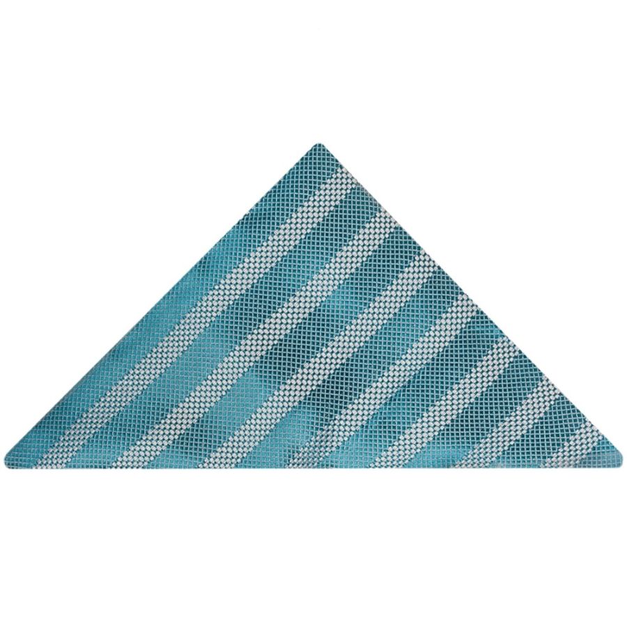 Mens Teal Textured Stripe Silk Classic Tie Pocket Square and Cufflinks Box Set