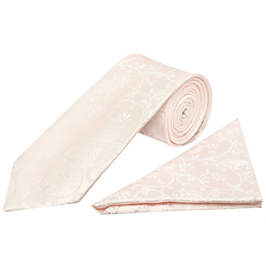 Blush Floral Classic Men's Tie and Pocket Square Set