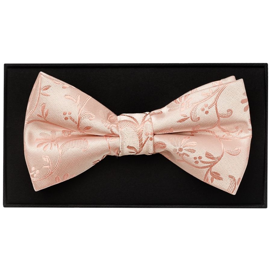 Rose Quartz Floral Handmade Mens Bow Tie