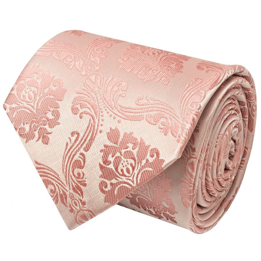 Rose Gold Paisley Classic Men's Tie and Pocket Square Set