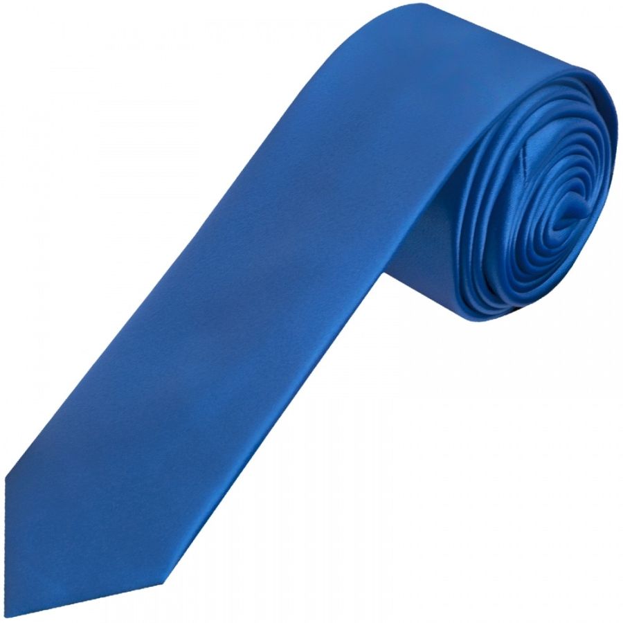 Plain Electric Blue Satin Skinny Boys Tie
