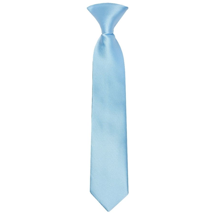 Pre Tied Sky Blue Satin Boys Tie Age 4-7