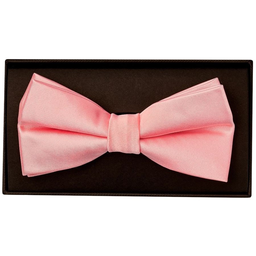 Plain Blush Rose Satin Handmade Mens Bow Tie and Pocket Square Set