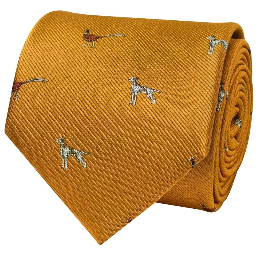 Gold Dog and Pheasant Classic Men's Tie