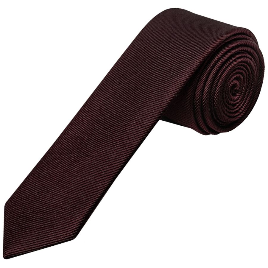 Burgundy Silk Twill Skinny Mens Tie