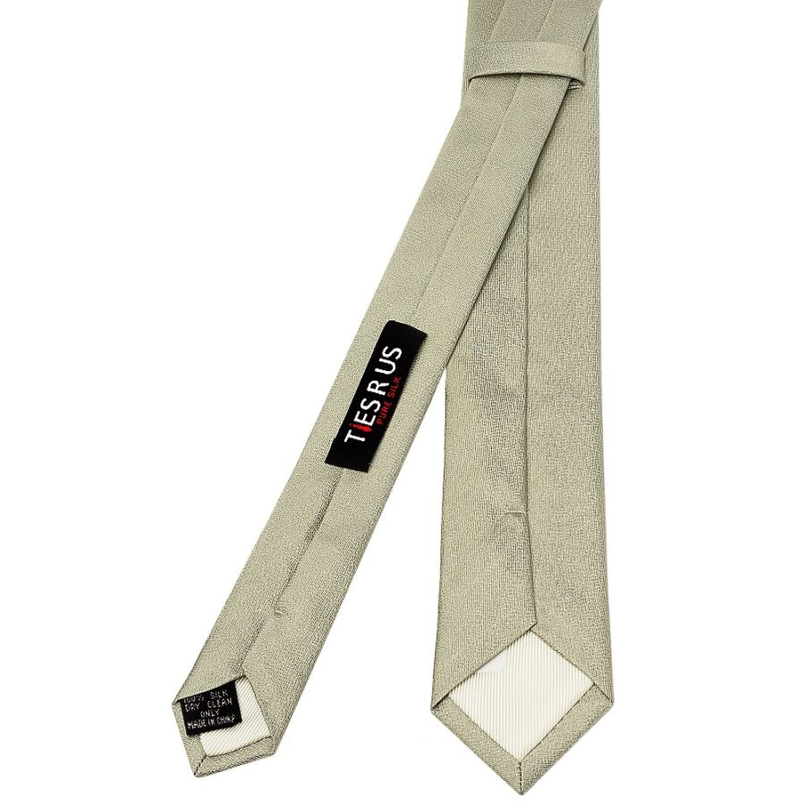 Plain Khaki Green Silk Skinny Boys Tie