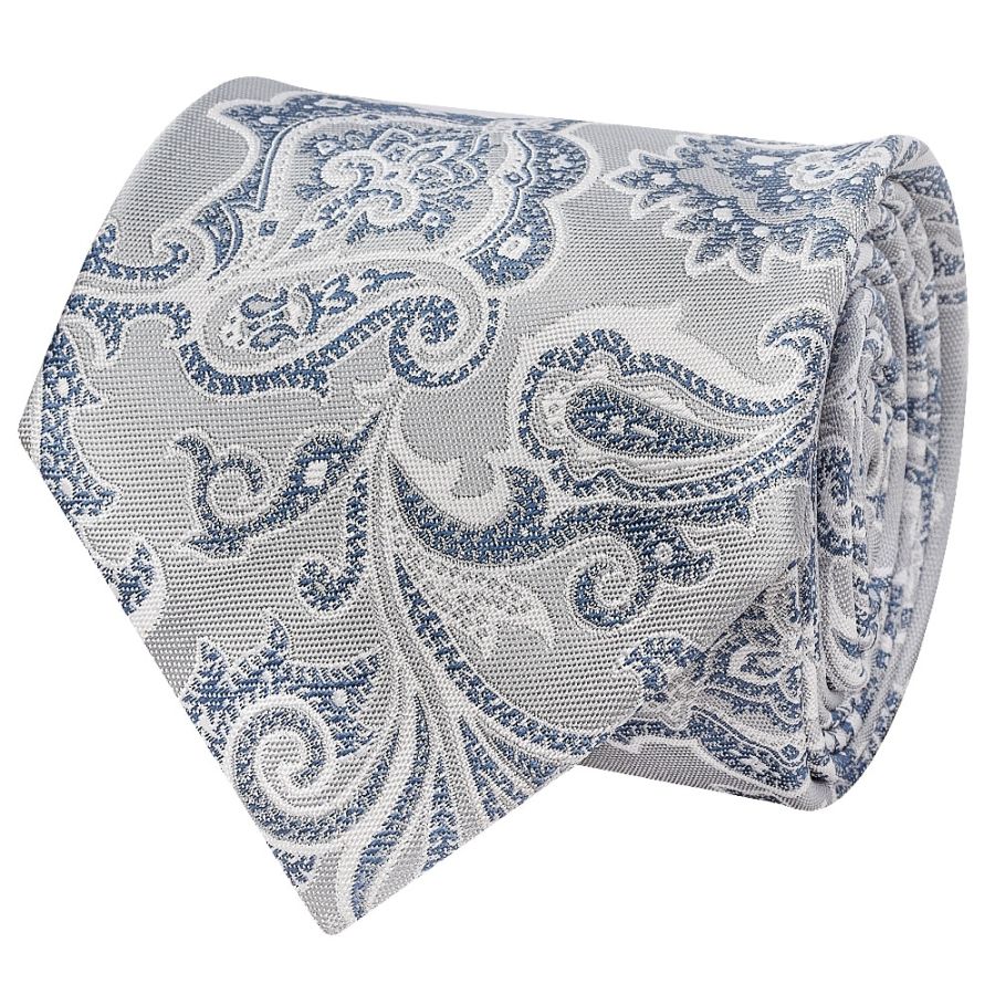 Silver and Blue Paisley Classic Men's Tie