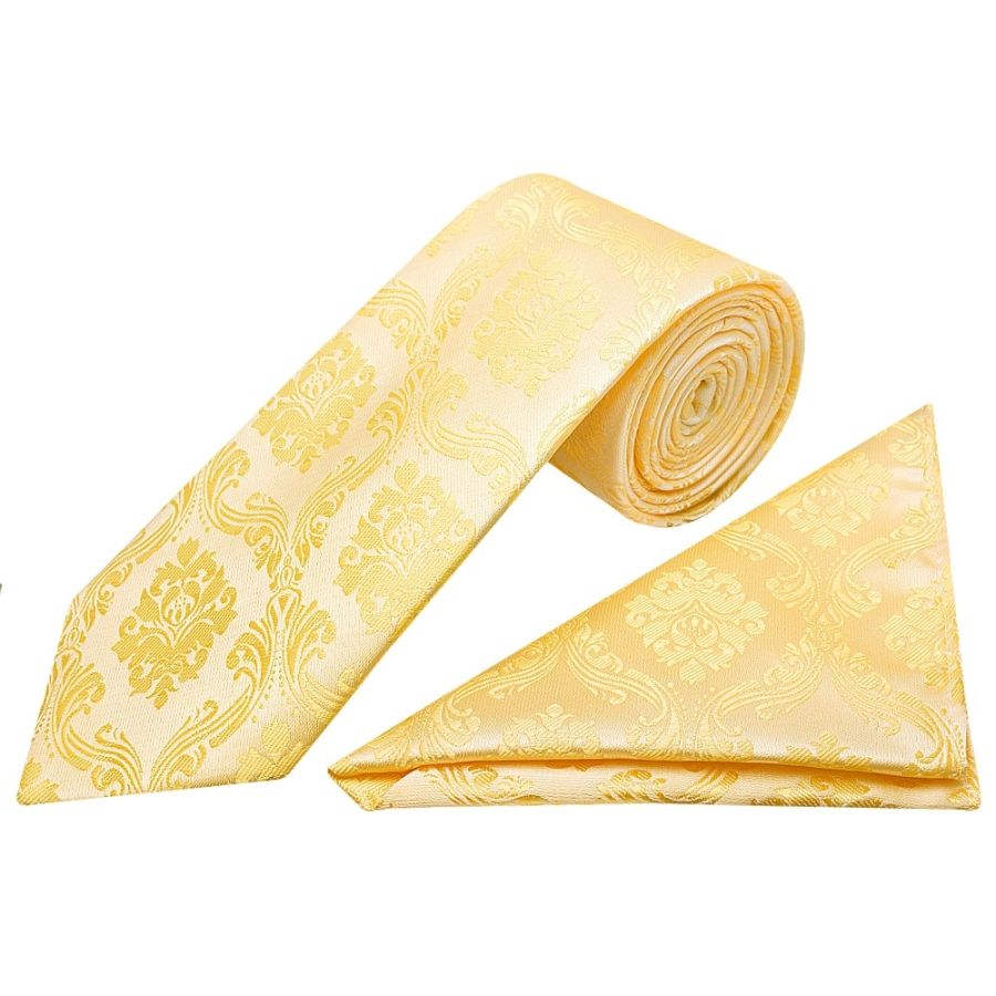 Gold Paisley Classic Men's Tie and Pocket Square Set