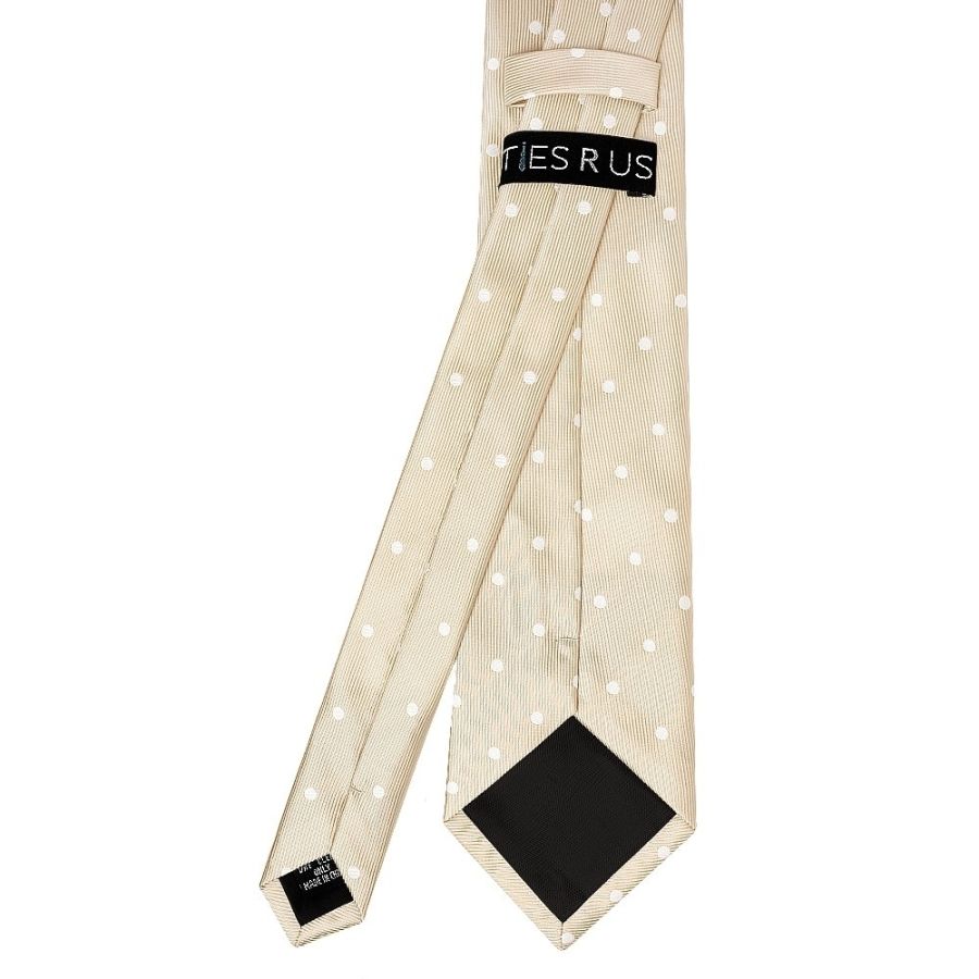 Champagne Large White Spot Classic Men's Tie and Pocket Square Set