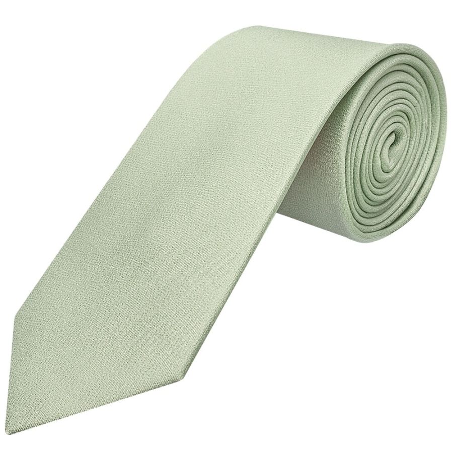 Plain Light Sage Green Silk Classic Men's Tie and Pocket Square Set