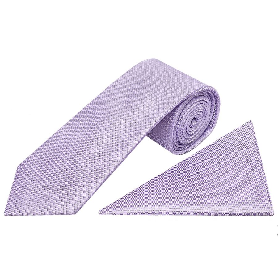 Lilac Textured Classic Tie and Pocket Square Set