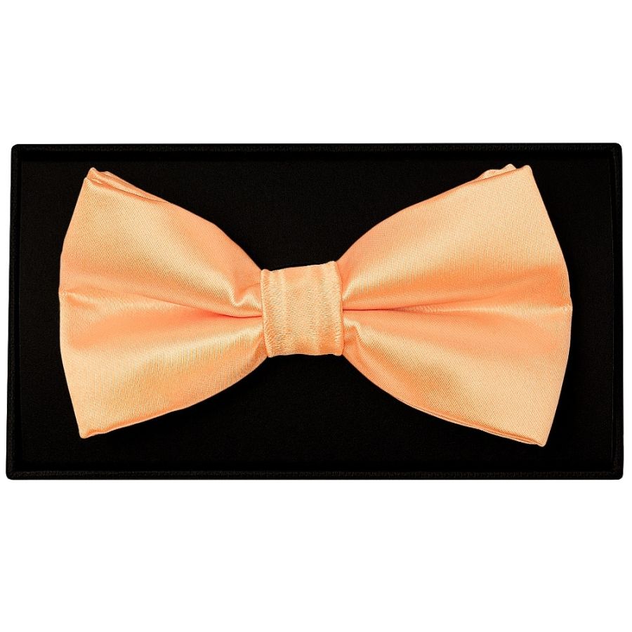 Plain Peach Handmade Mens Bow Tie and Pocket Square Set