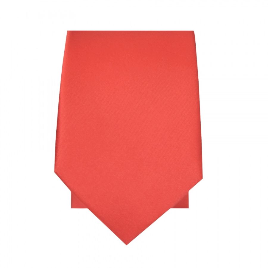 Plain Coral Pink Satin Silk Skinny Men's Tie
