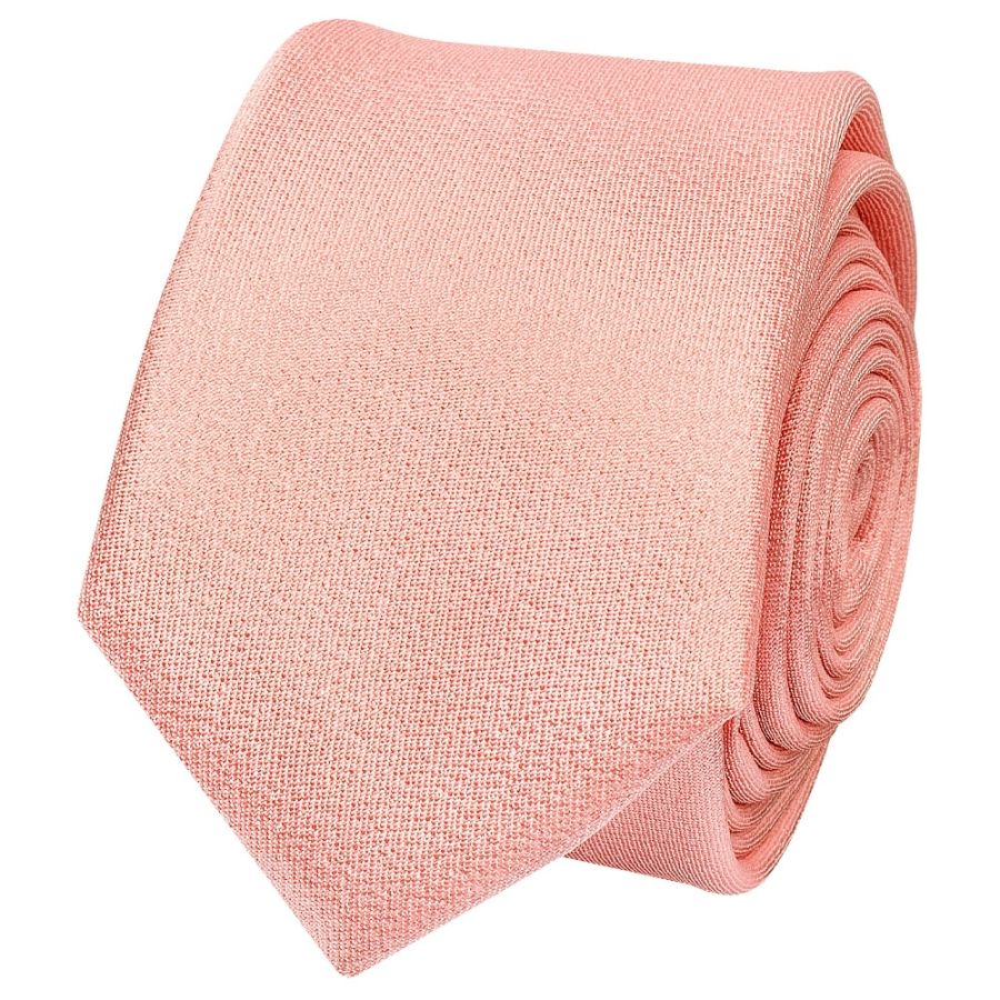 Plain Salmon Peach Silk Skinny Boys Tie