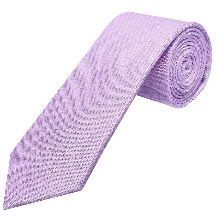 Classic Lilac Mens Tie with Pocket Square and Lapel Pin Set
