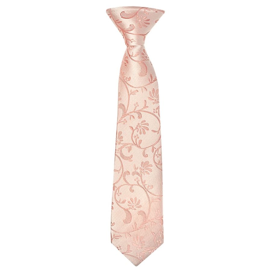 Pre Tied Rose Quartz Floral Boys Tie Age 4-7