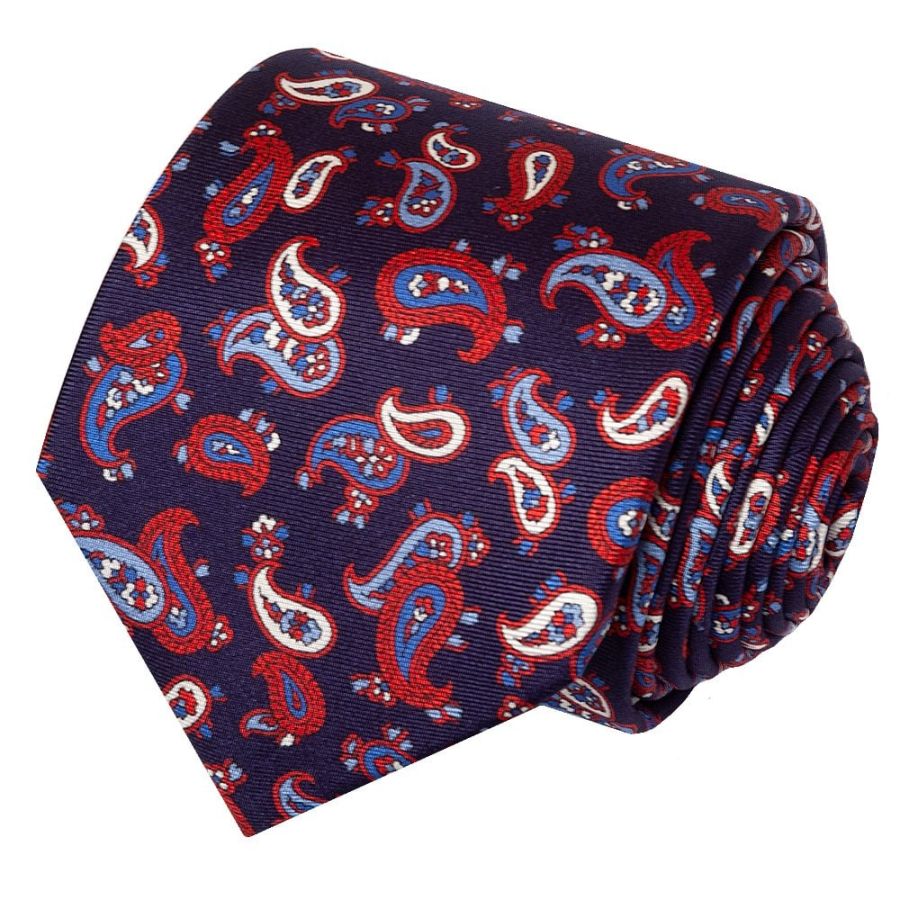 Navy with Red Mini Paisley Classic Men's Tie