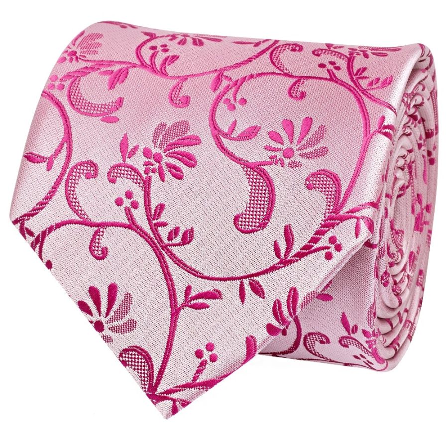 Fuchsia Floral Classic Men's Tie and Pocket Square Set