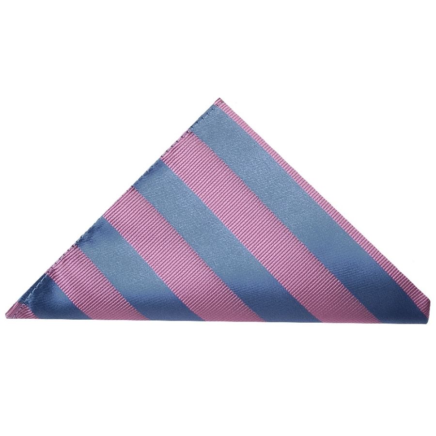 Pink and Light Blue Striped Pocket Square