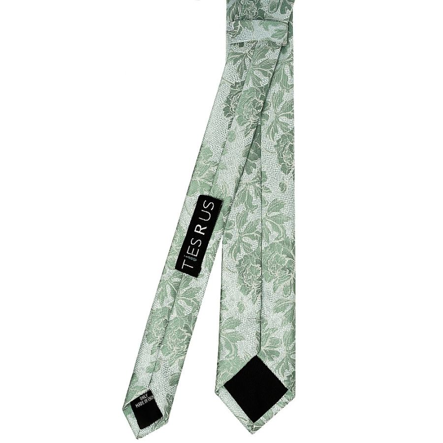Green Flower Skinny Men's Tie