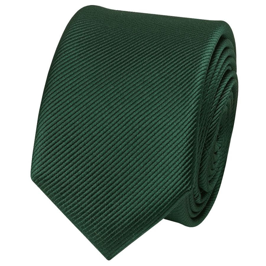Bottle Green Silk Twill Skinny Mens Tie