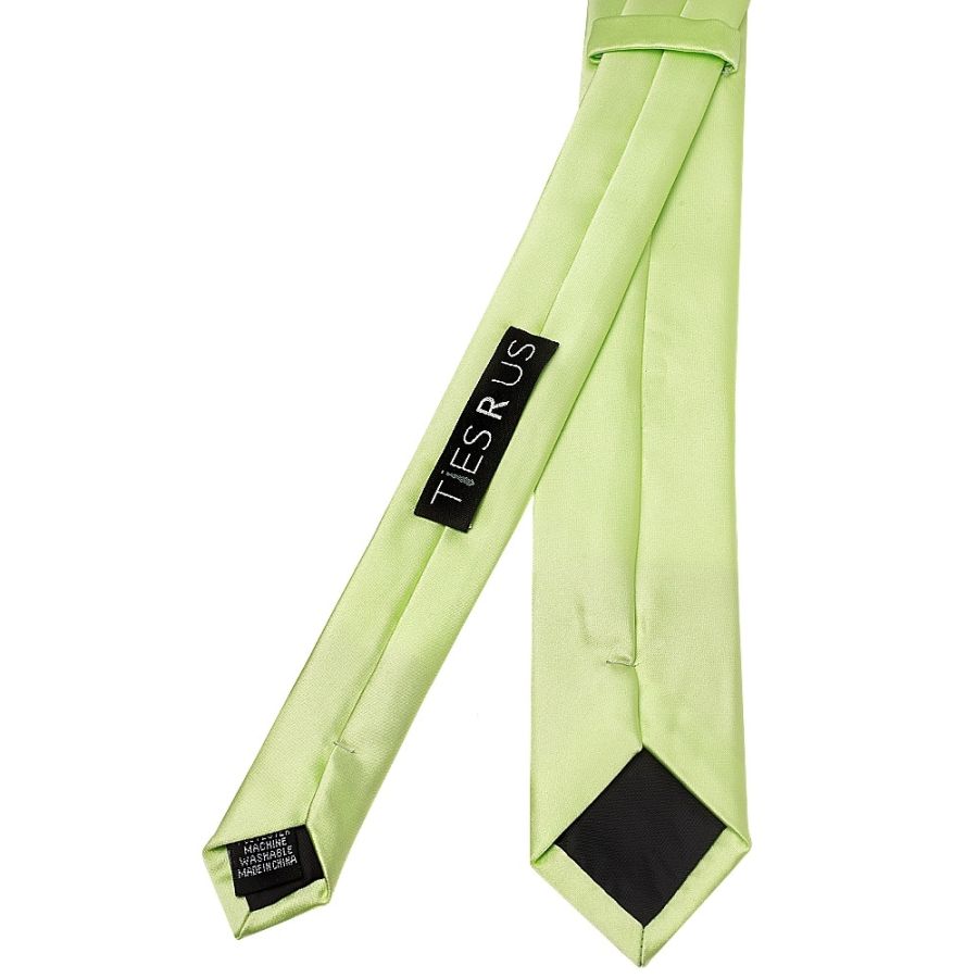 Plain Avocado Green Satin Skinny Men's Tie