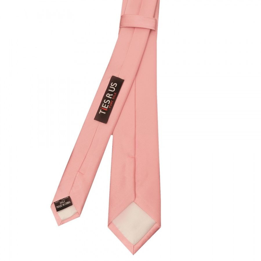 Plain Pink Satin Silk Skinny Men's Tie