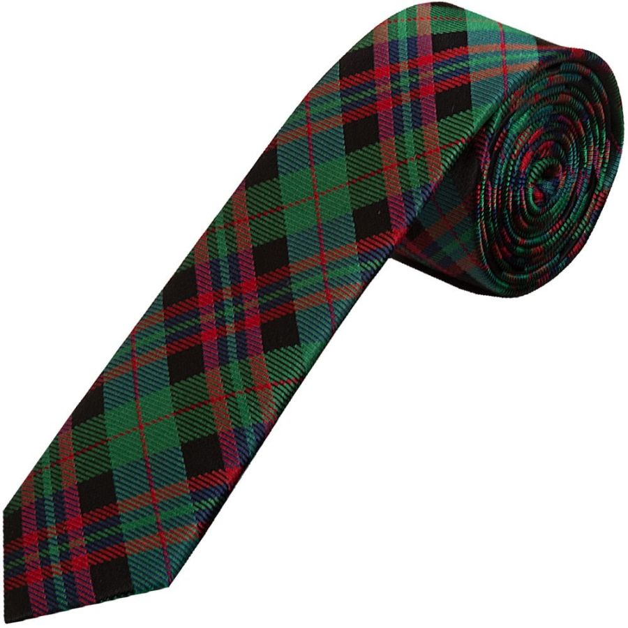 Green and Red Tartan Silk Skinny Boys Tie