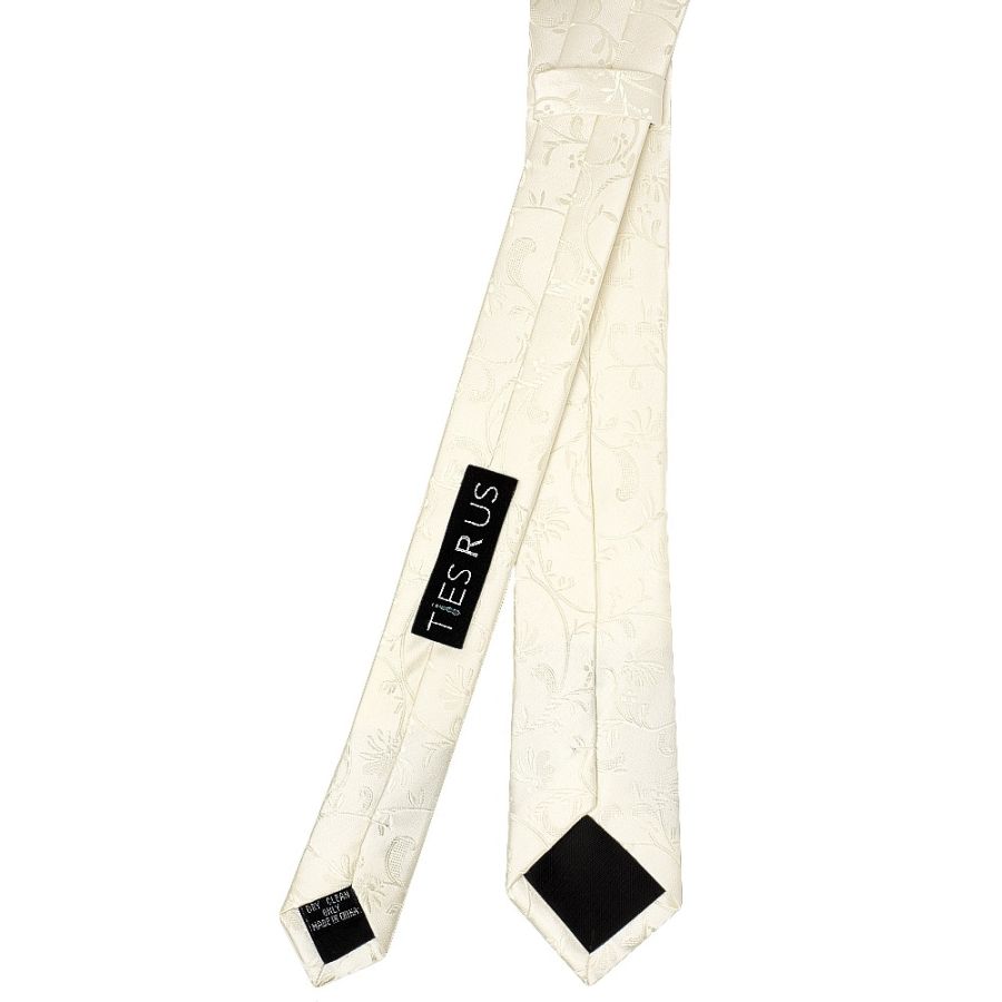 Ivory Floral Skinny Boys Tie