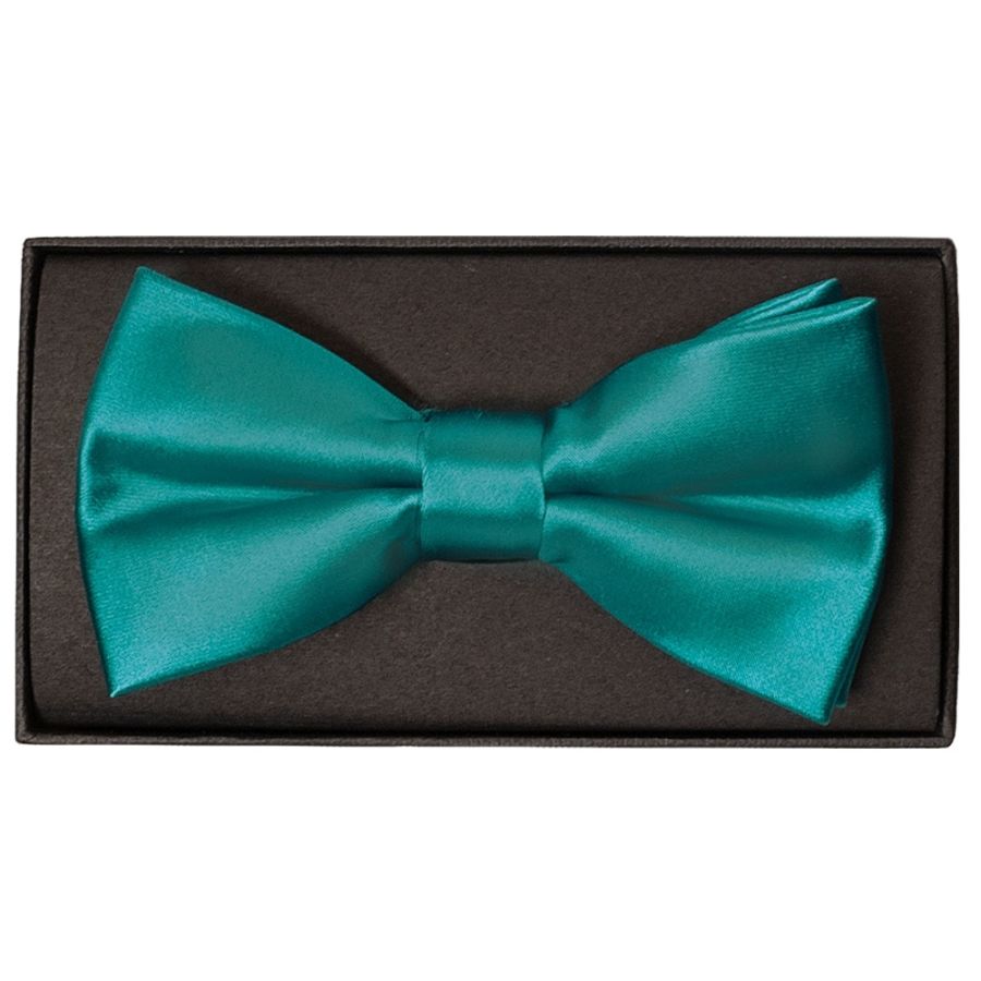 Plain Teal Handmade Mens Bow Tie and Pocket Square Set