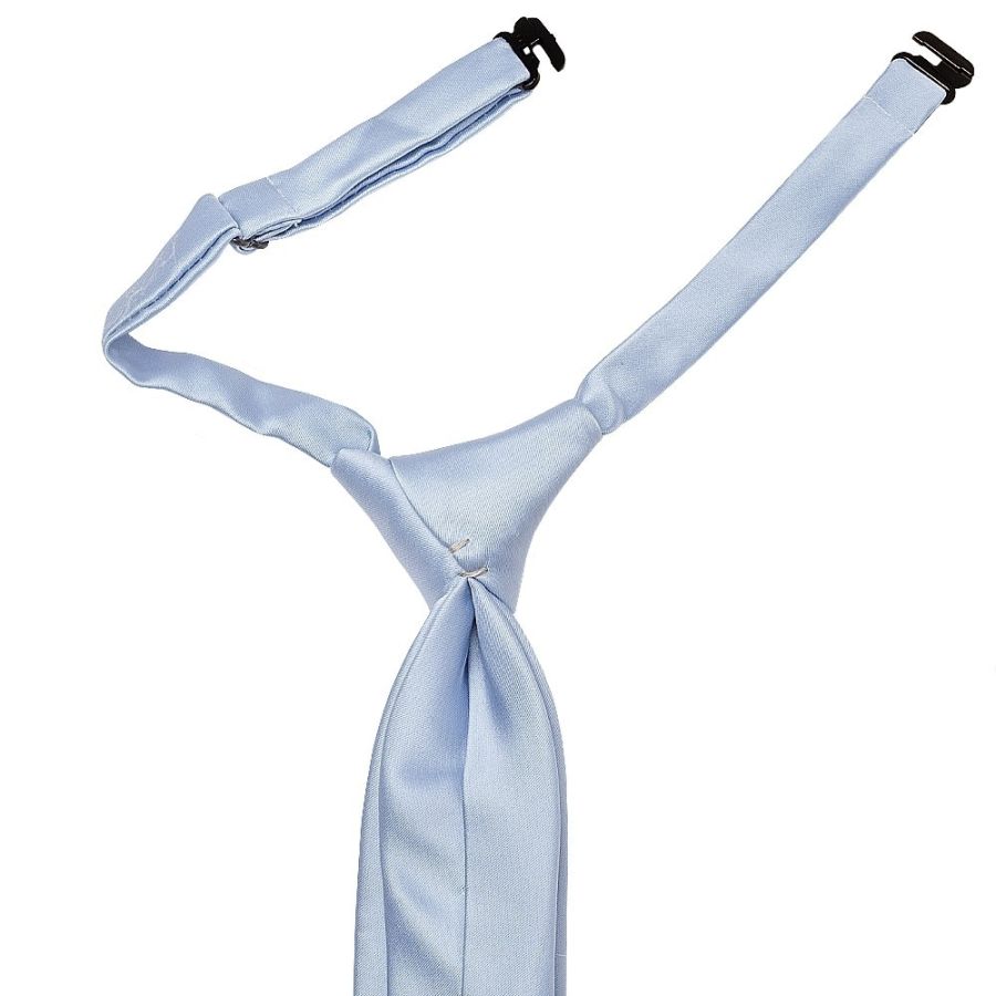 Pre Tied Dusty Blue Satin Boys Tie and Pocket Square Set Age 4-7