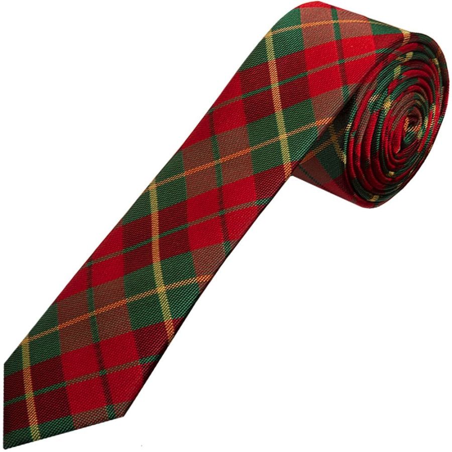 Red and Green Tartan Silk Skinny Boys Tie