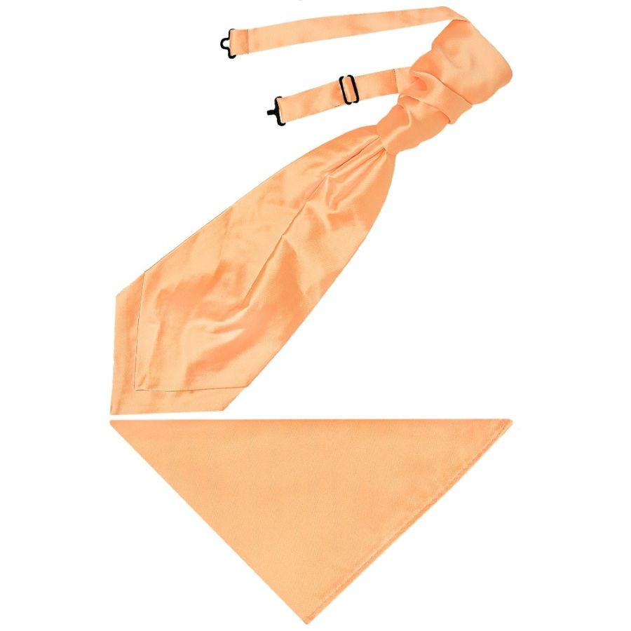 Peach Satin Men's Cravat Tie and Pocket Square Set