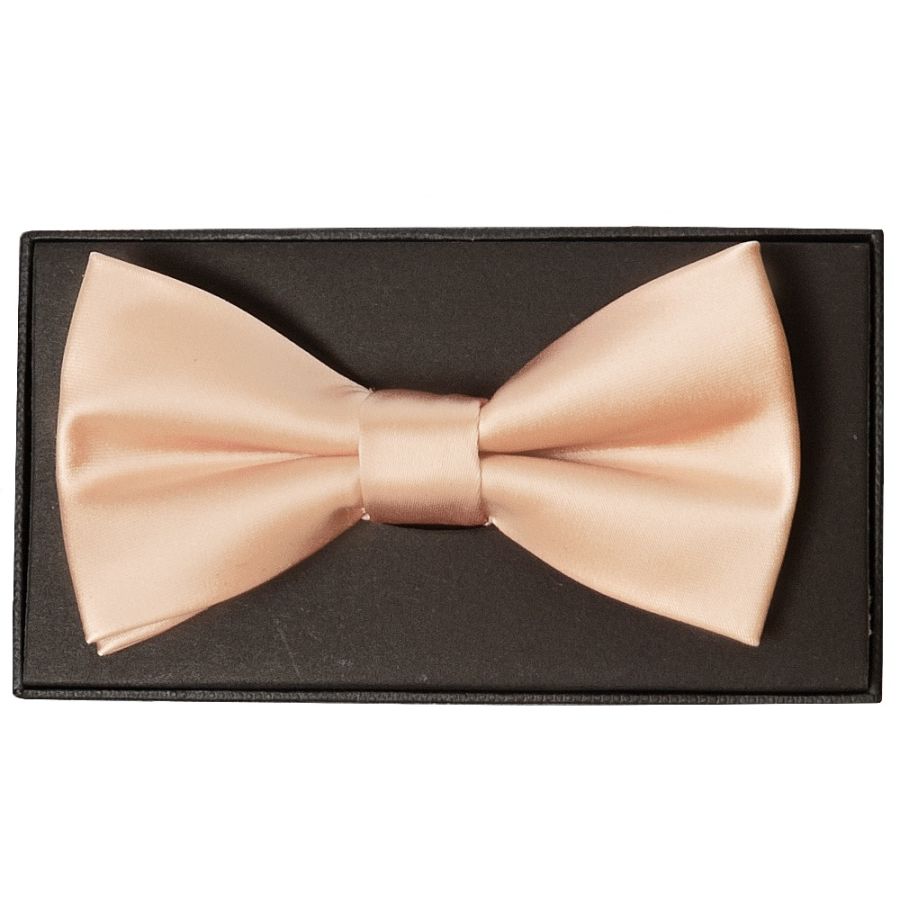 Plain Nude Satin Mens Bow Tie