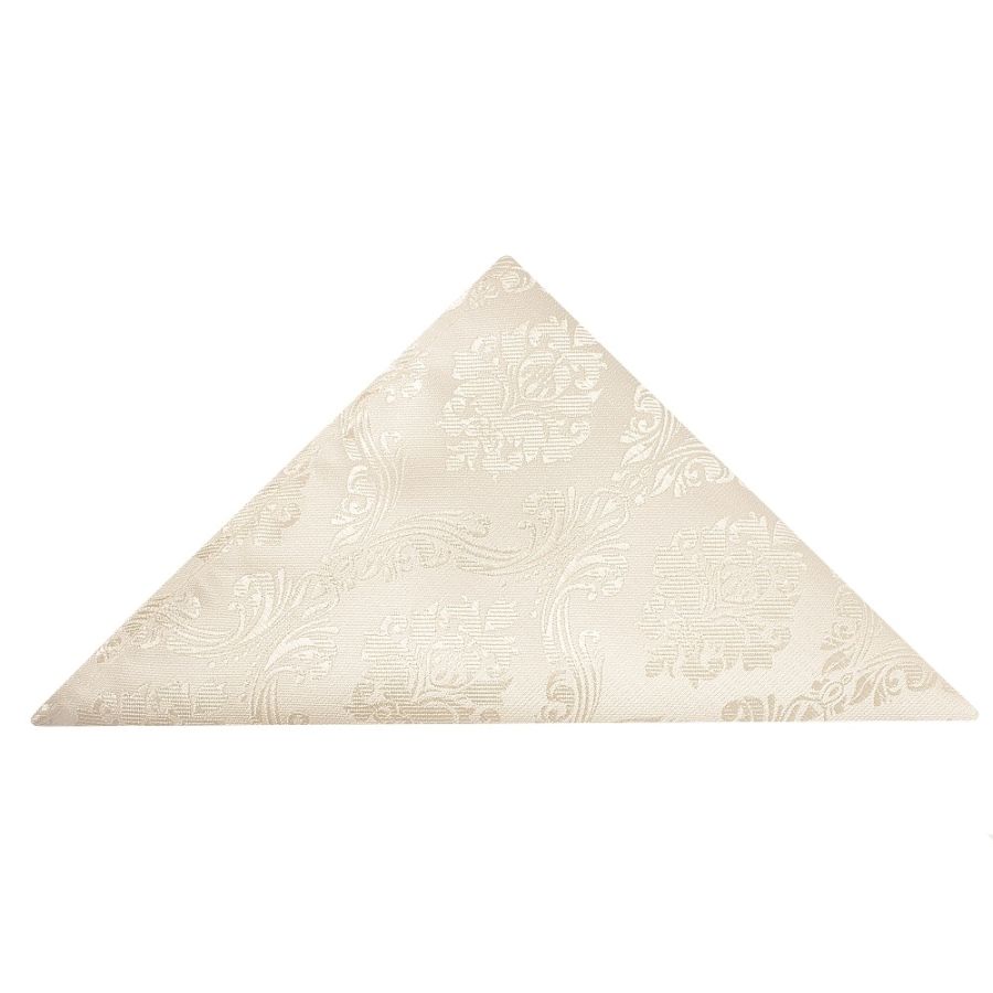 Pre Tied Ivory Paisley Boys Bow Tie and Pocket Square Set