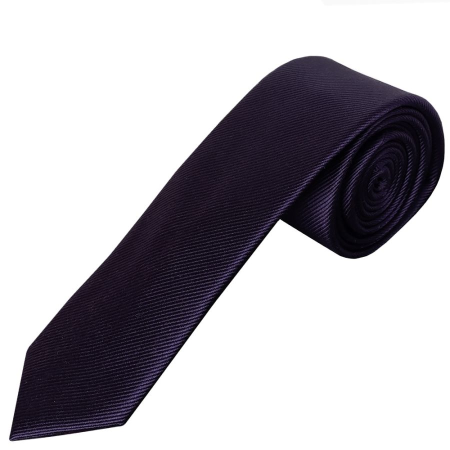 Plum Silk Twill Skinny Mens Tie
