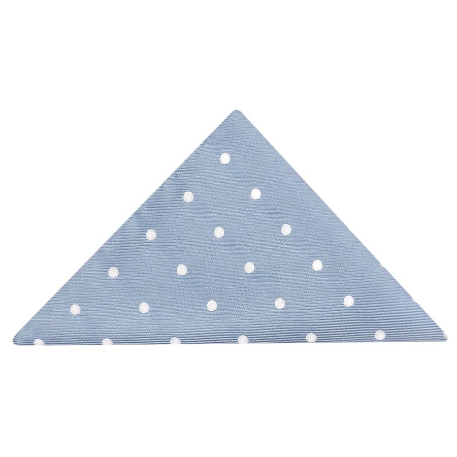 Dusty Blue Large White Spot Pocket Square