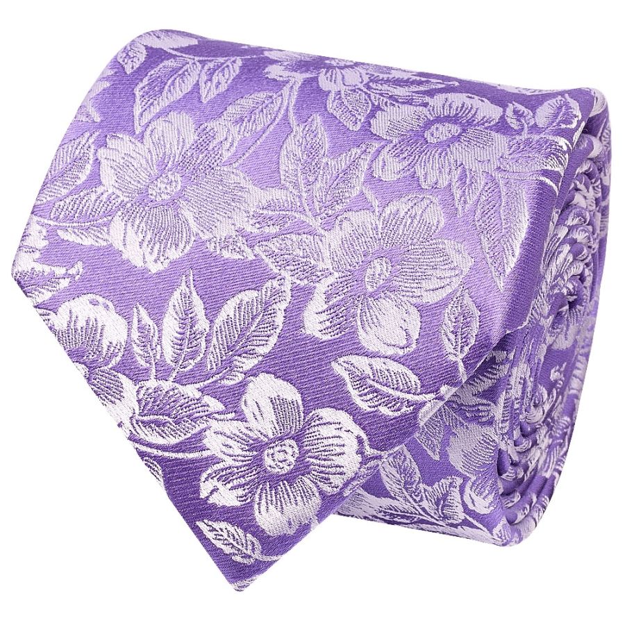 Mens Lilac Floral Silk Classic Tie