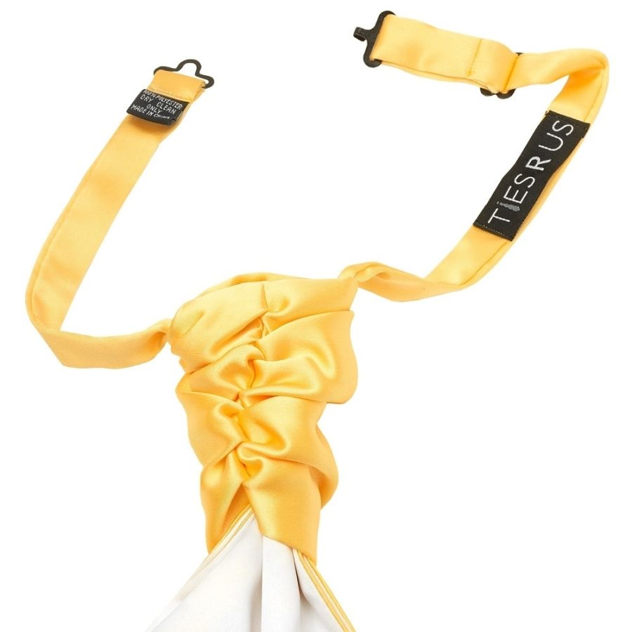 Plain Gold Satin Men's Cravat Tie and Pocket Square Set