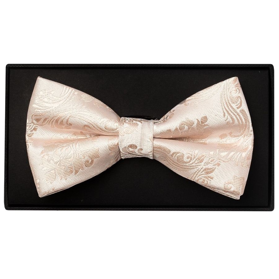 Nude Paisley Men's Handmade Bow Tie and Pocket Square Set
